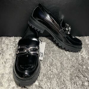NWT Zara Lug Sole Embellished Loafers